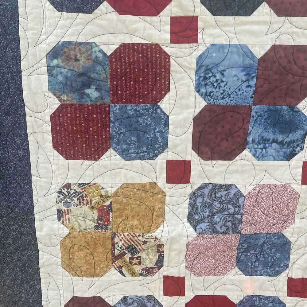 Vintage Bow tie Pattern Quilt. 50”x65” Heartland Quilters Machine Washable